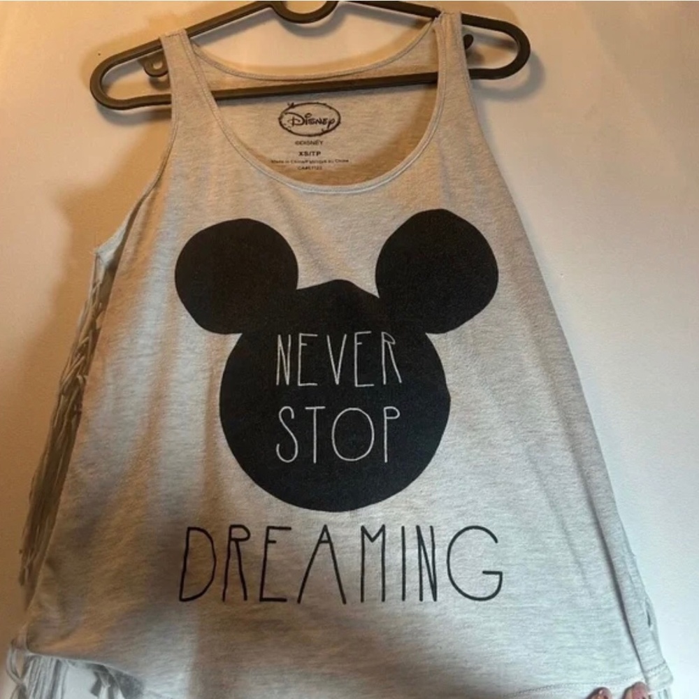 Disney - Women's 'Never Stop Dreaming' Mickey Tank Top (Light Grey & Black)